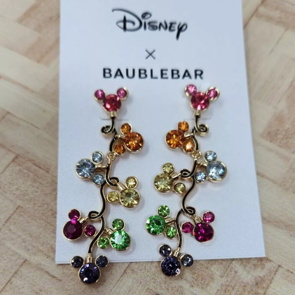Disney Baublebar Minnie Mickey Mouse Holiday Christmas Lights Earrings j6